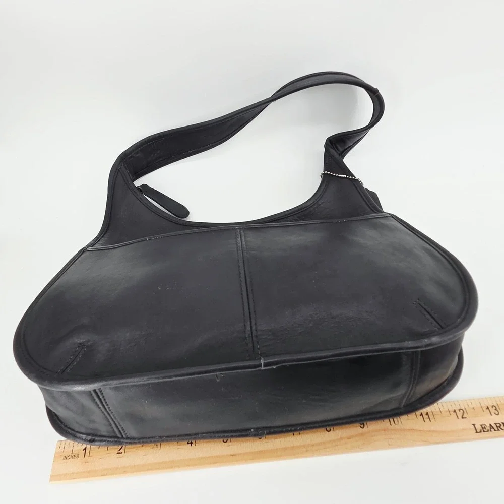 Coach Ergo Style Pocket Zip Black Leather Hobo Shoulder Bag Made in USA Vintage